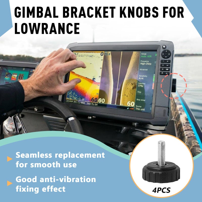 Kamrexi 4 PCS Gimbal Bracket Knobs for Lowrance 000-10467-001, Compatibility with HDSGen2T/Elite7, Simrad NSS/NSSevo2, B&G Zeus2, Quick and Easy to Use, Black - Image 2